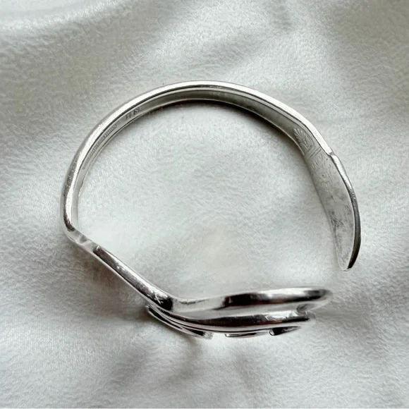 Sterling Silver Plate Sculptural Fork-Form First Love Coachella Cuff Bracelet - Picture 5 of 16